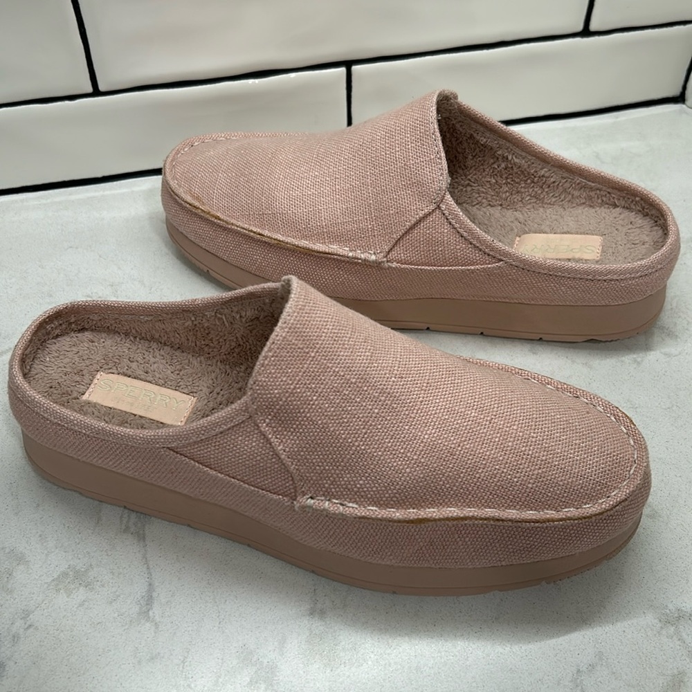 Sperry Moc-Sider Mule Canvas Hemp 10M Blush Pink Casual Slip On Comfortable NWOT